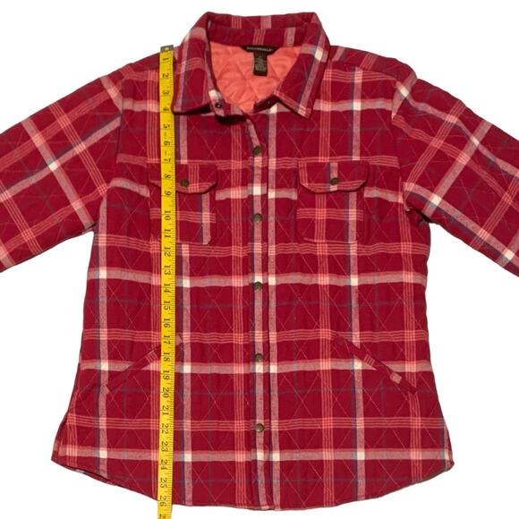 BIT & BRIDLE L Quilted Shirt Jacket Shacket Snap Chest Pockets Plaid Flannel - Picture 4 of 6